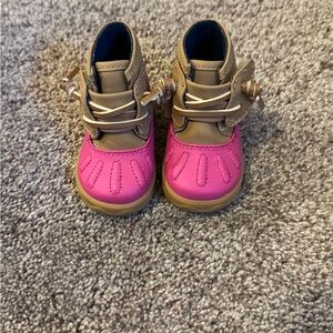 Sperry Pink and Tan Kids Boots